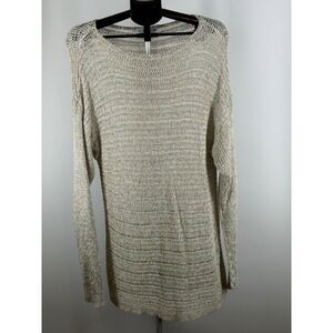 Peter Nygard Metallic Knit Tunic Sweater Gold Silver Long Sleeve XL